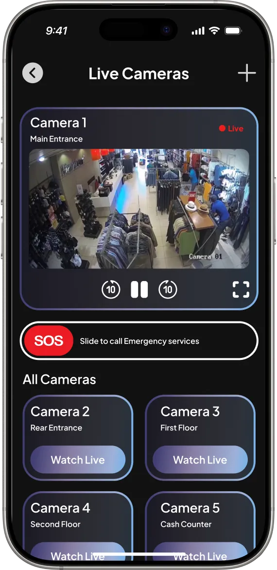 Live camera feed screen